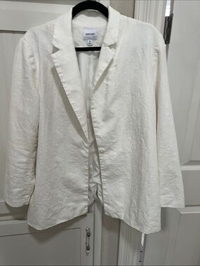 Nine West Cream Single-Button Linen Blend Blazer